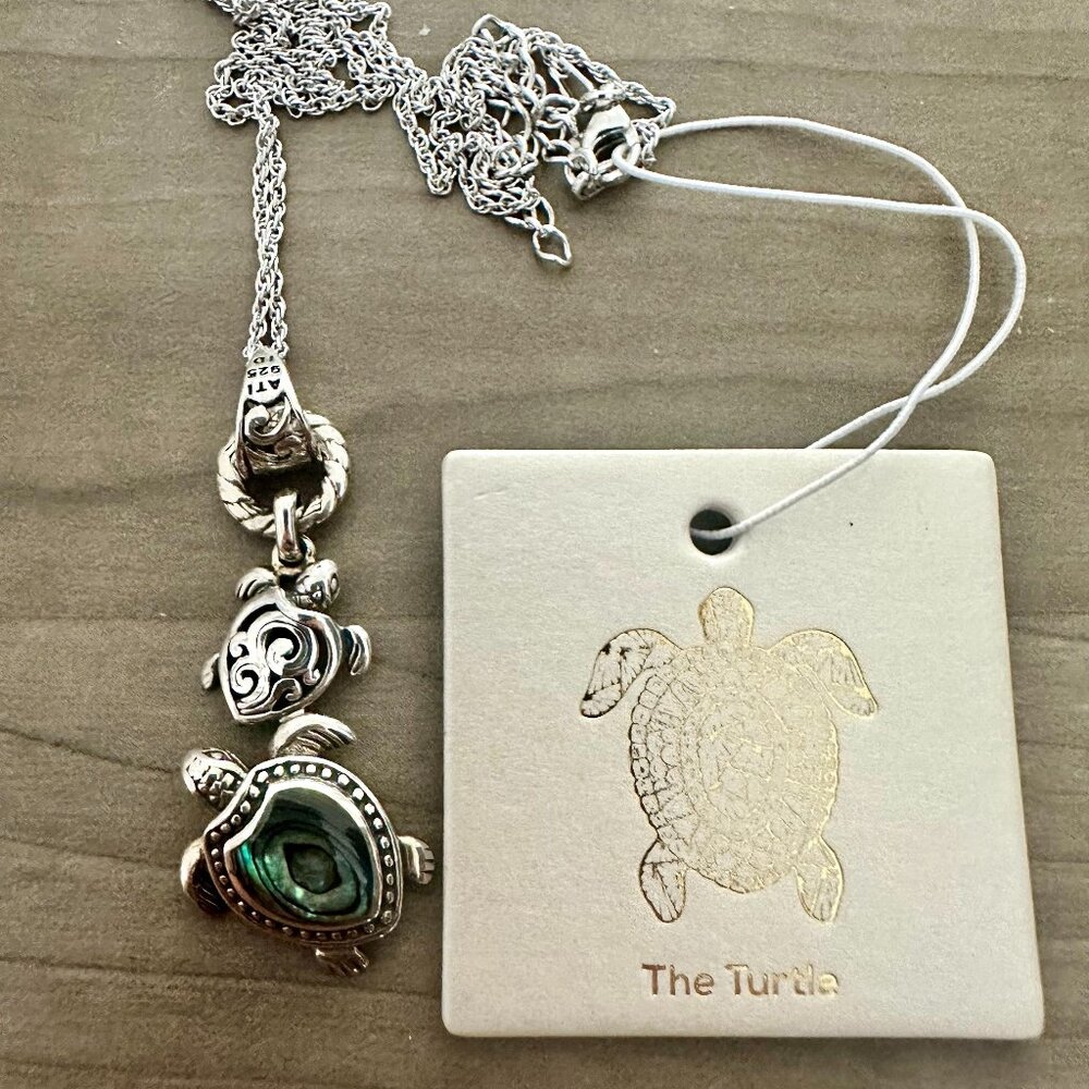 NWT Sterling Silver Turtle Pendant Necklace Protection Strength Symbol